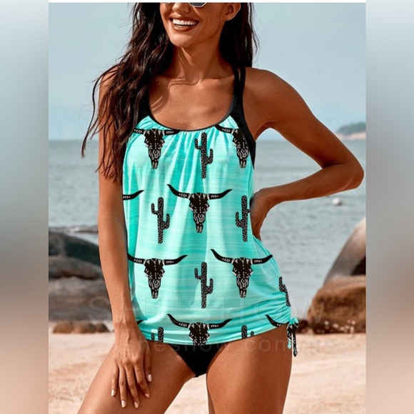 STERR SKULL & CACTUS WESTERN SWIM SUIT - Picture 1 of 5